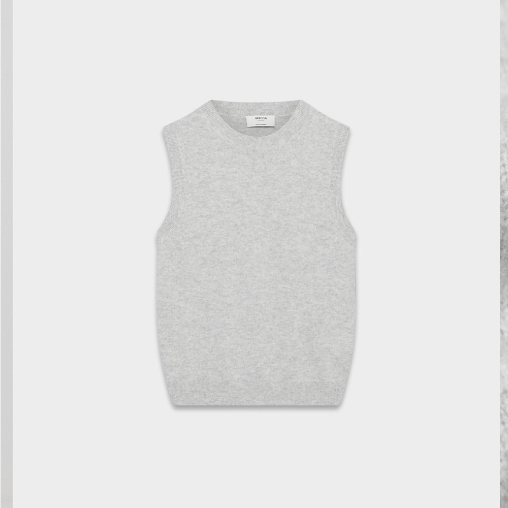 NWOT-Aritzia Cashmere Light Gray Knit Sleeveless Sweater Vest